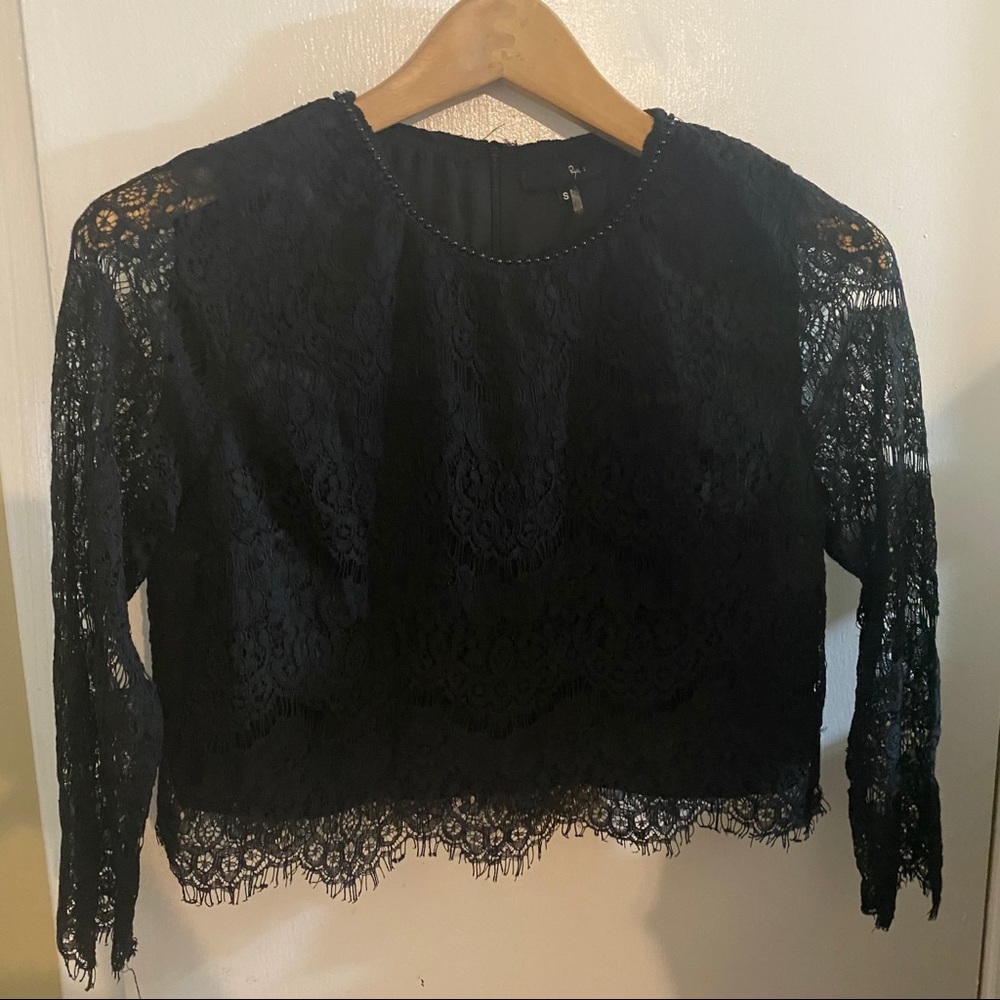 Rye Black Lace Crop Top Size S.
